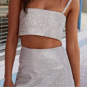 12th Tribe Silver Crop Top. Size: M